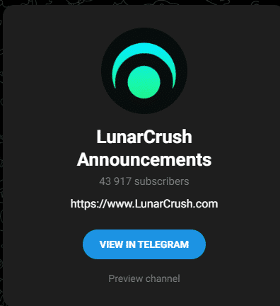 Telegram Lunar Crush channels attend the channel