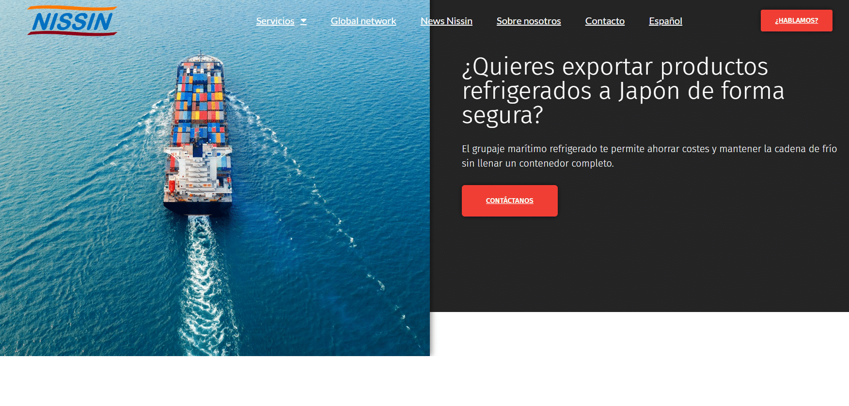 Landing page de Nissin Spain.