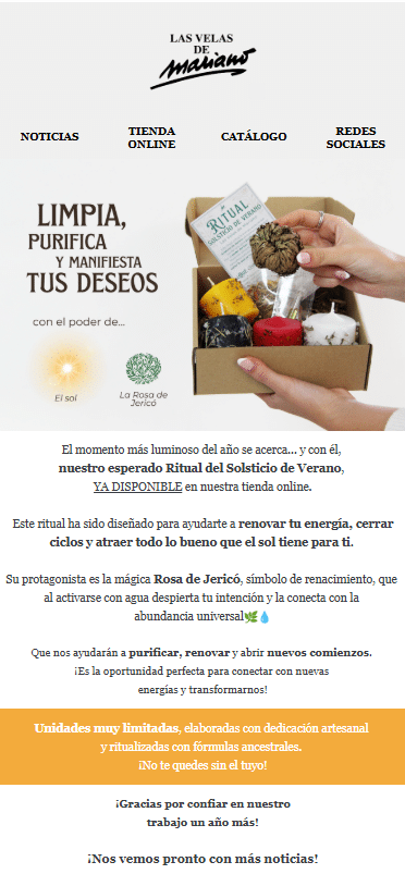 Newsletter de Las Velas de Mariano.