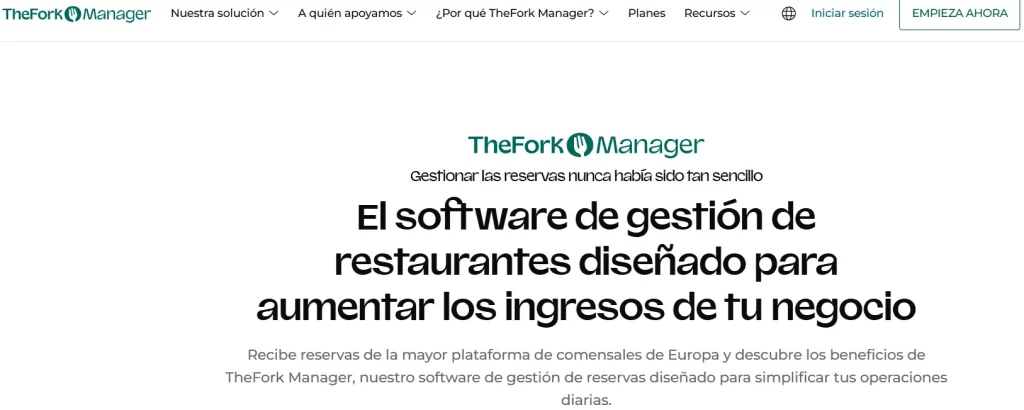 The Fork Manager para marketing digital para restaurantes