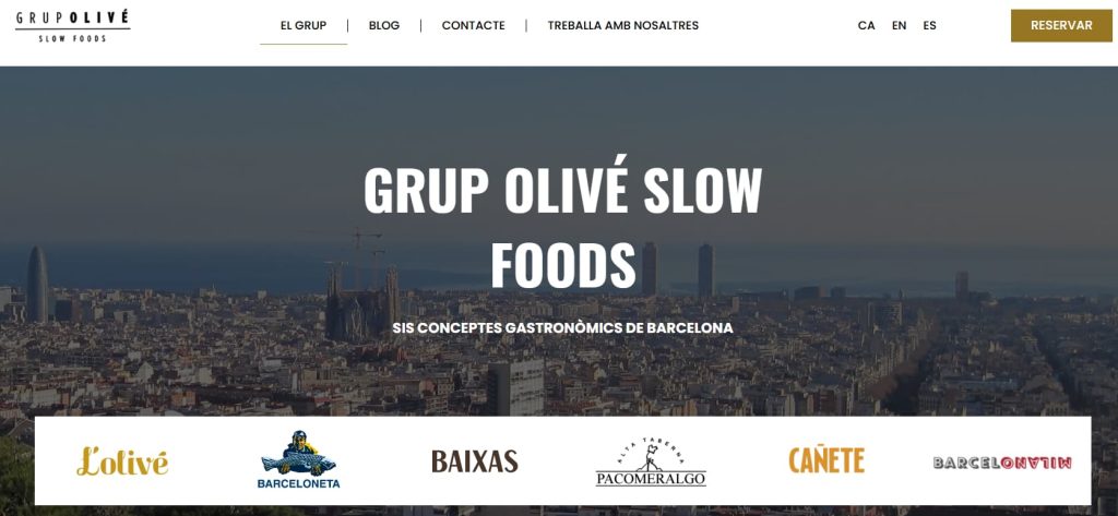 Home de la web del Grup Olivé (marketing digital para restaurantes)
