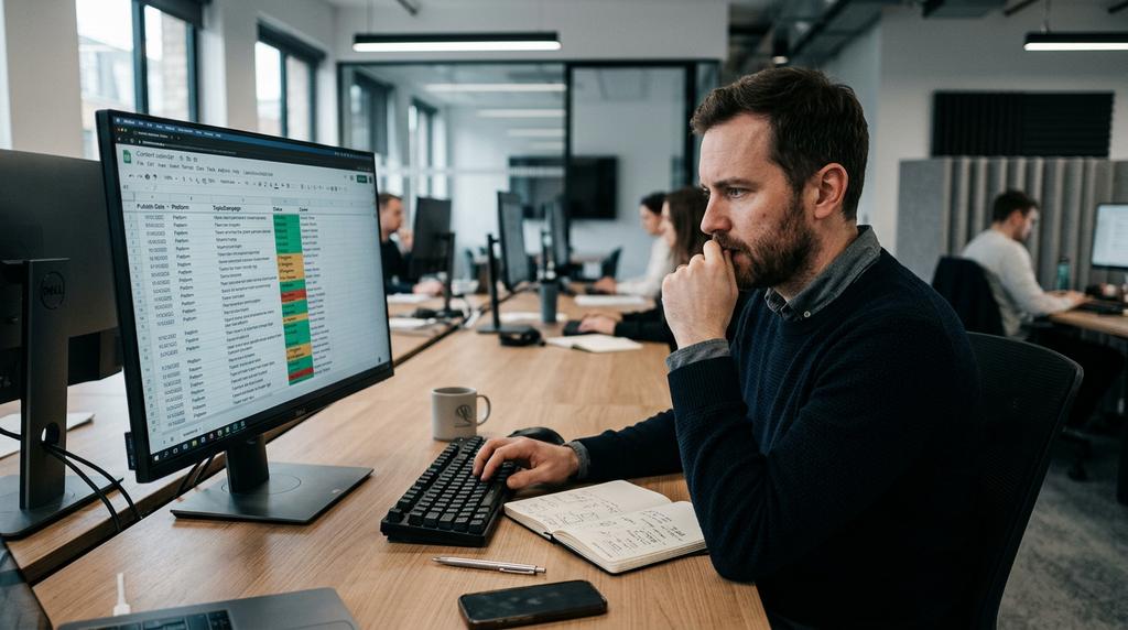 Content strategist planificando calendario editorial de inbound marketing