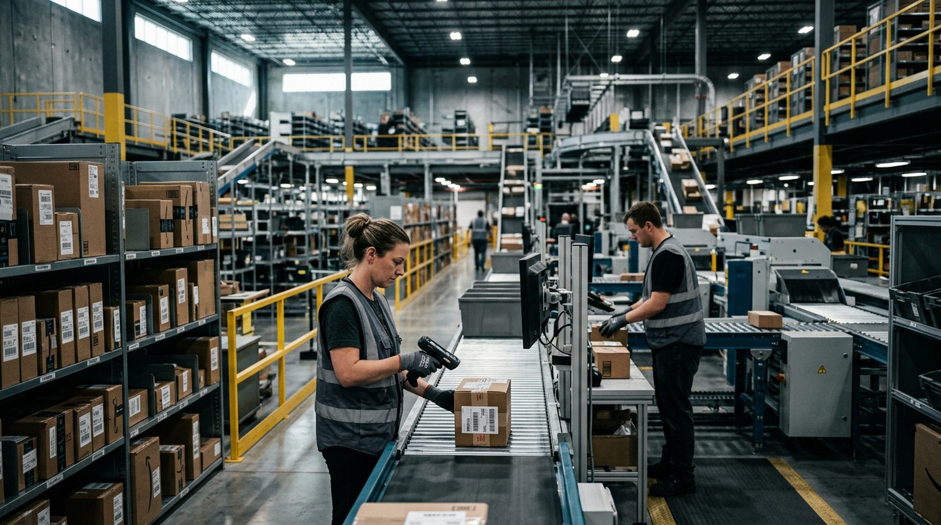 Almacén moderno con sistema de fulfillment automatizado