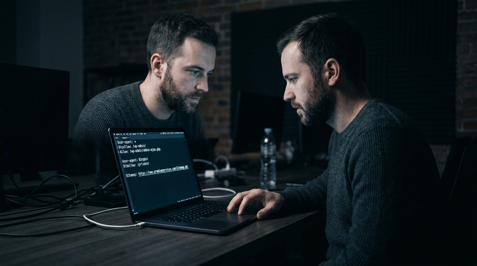 Desarrollador configurando archivo robots.txt para optimizar rastreo