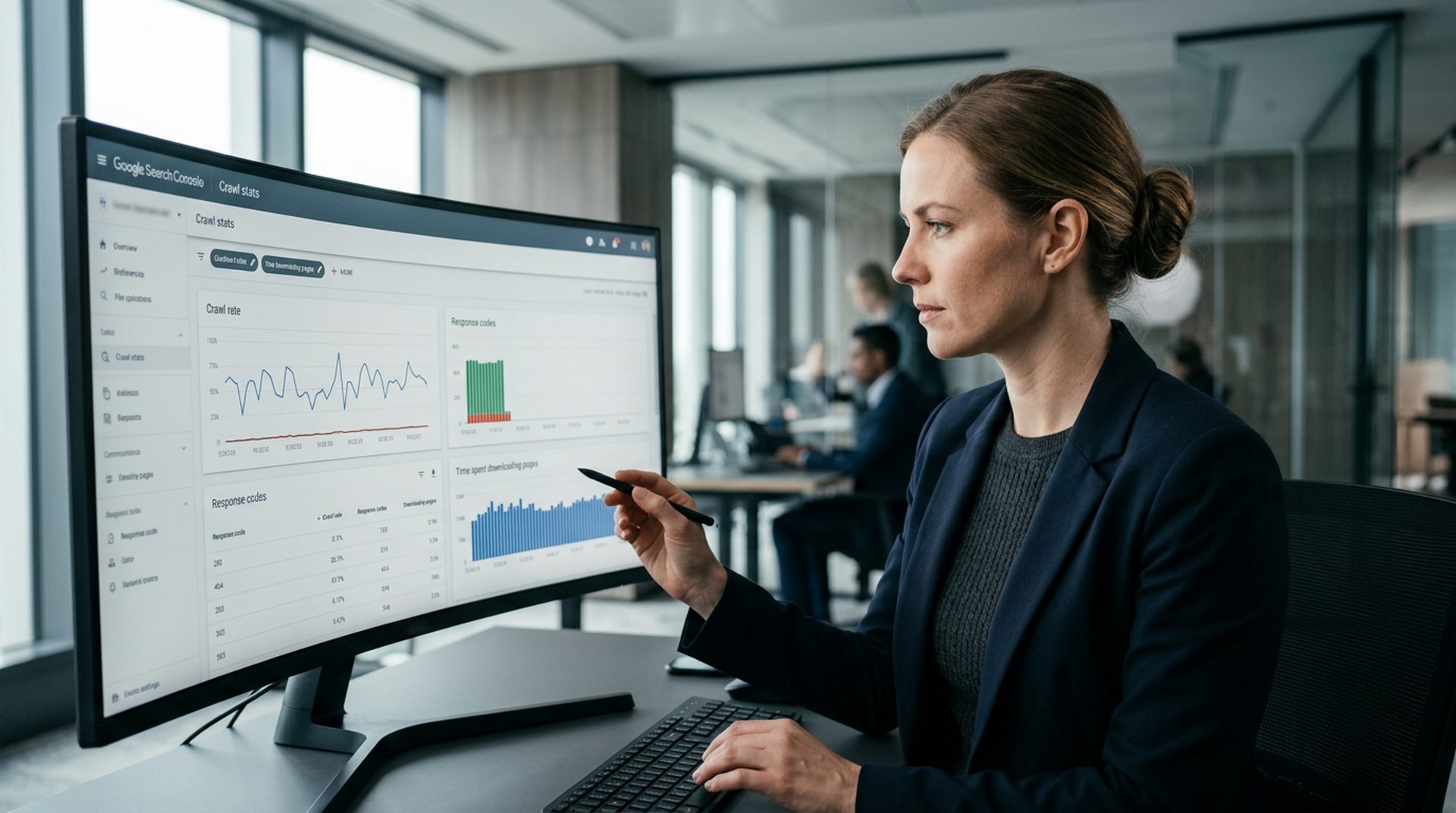 Especialista SEO analizando datos de crawl en Google Search Console