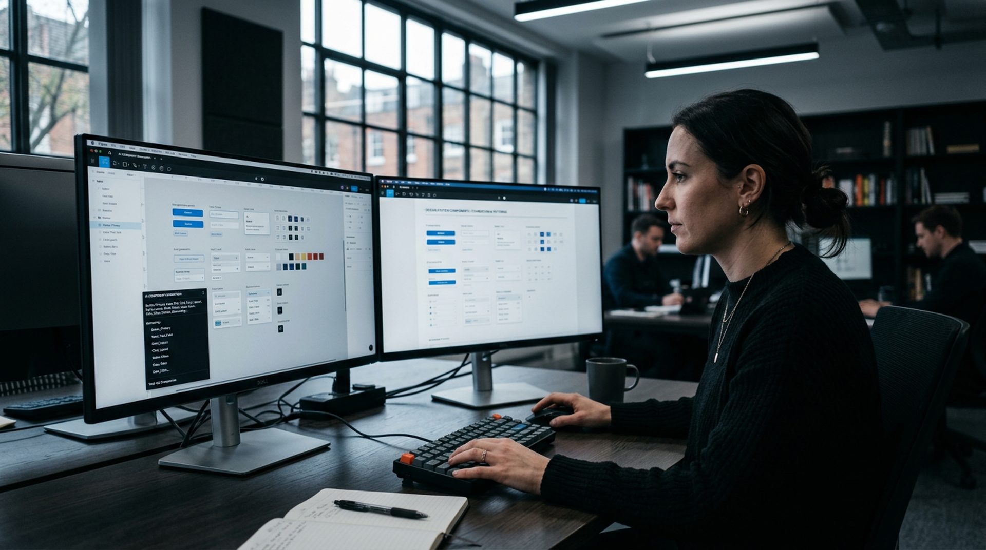 Tecnólogo creativo trabajando con herramientas de IA para generar componentes de design system