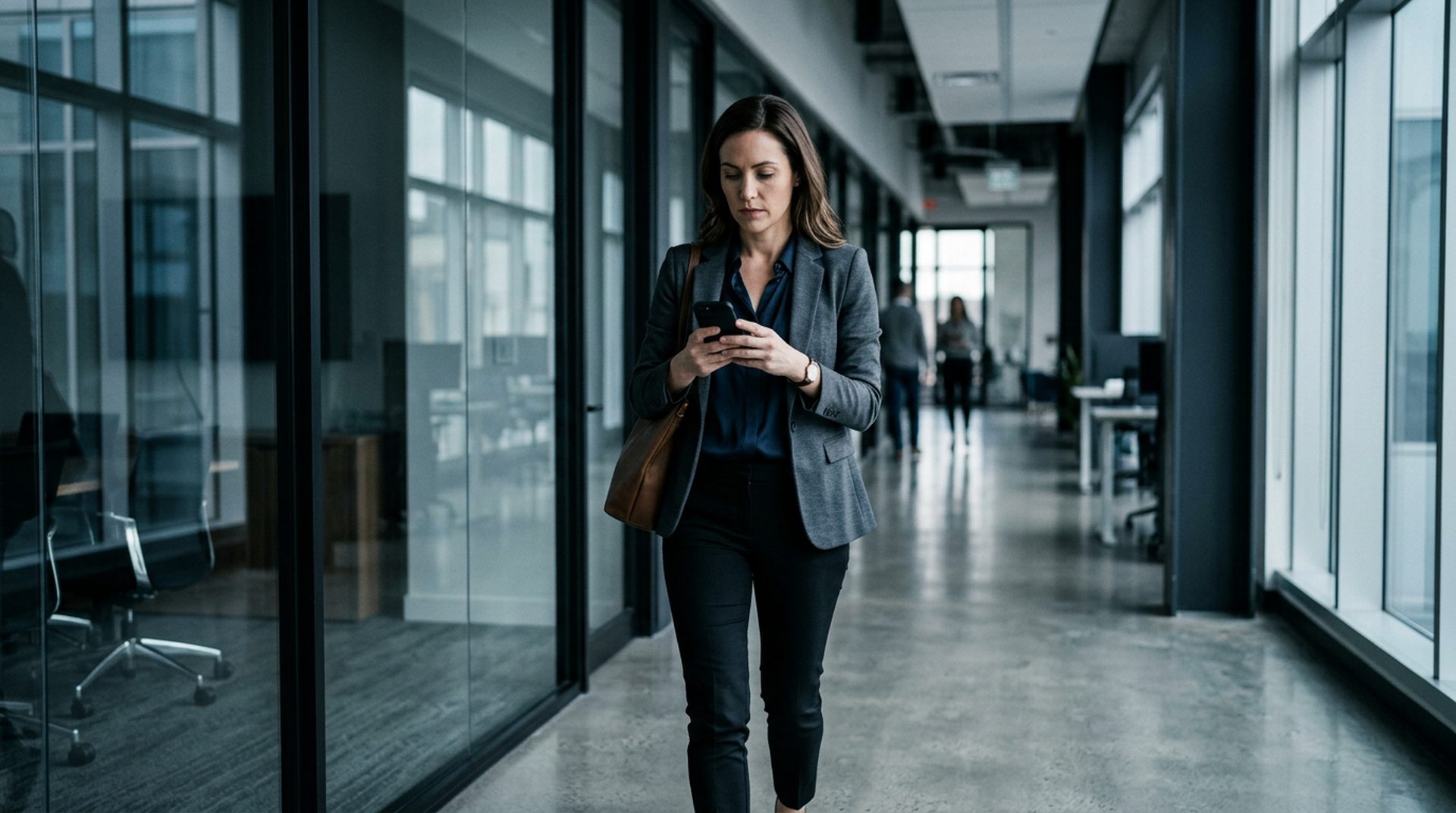 Ejecutivo revisando métricas de email marketing en smartphone