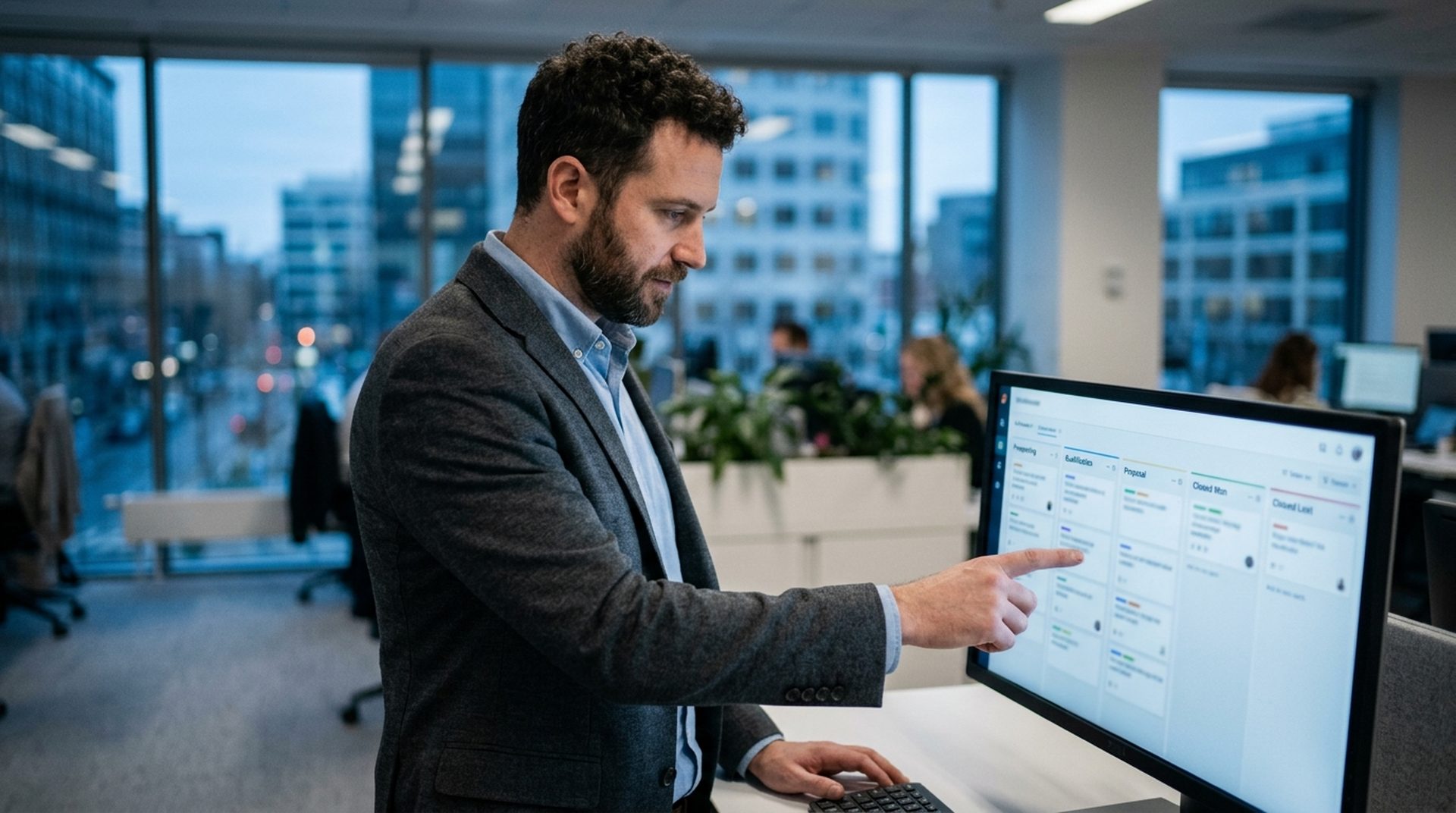 Profesional revisando pipeline de deals en CRM