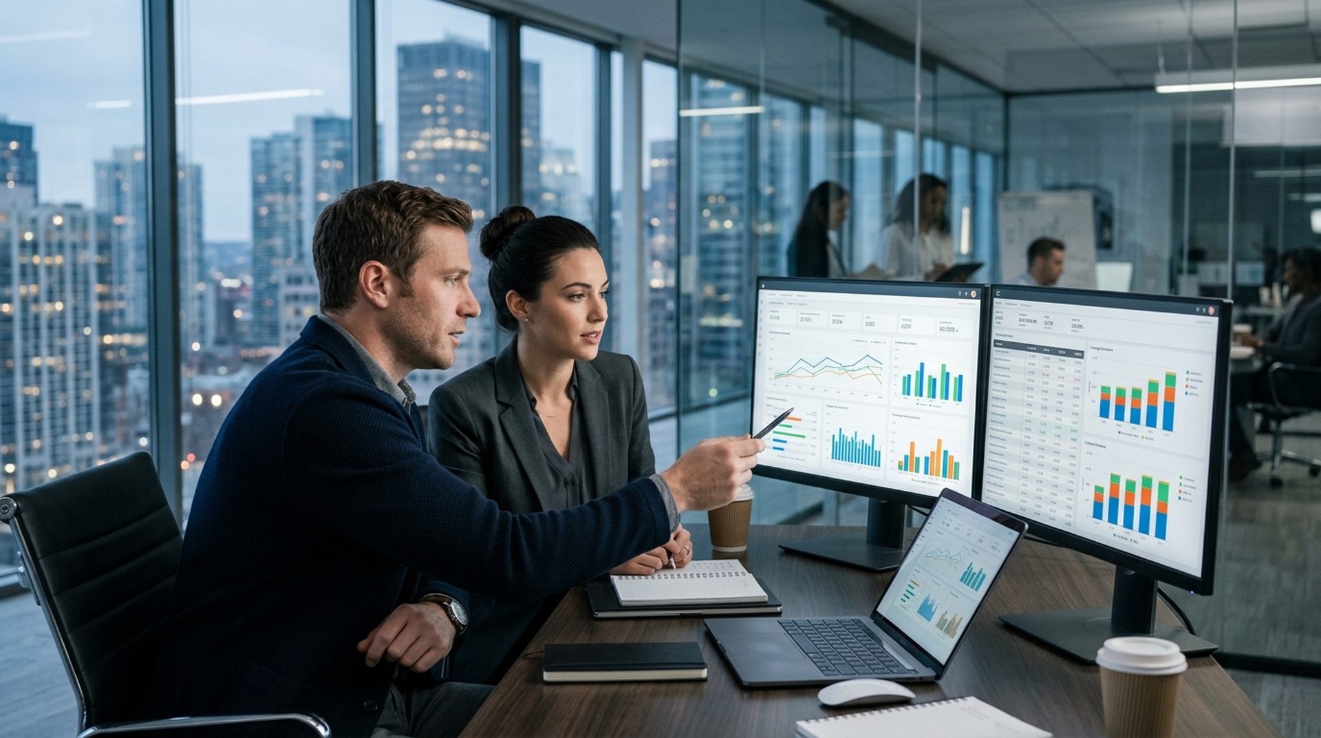 Profesionales comparando métricas de ROI de targeting