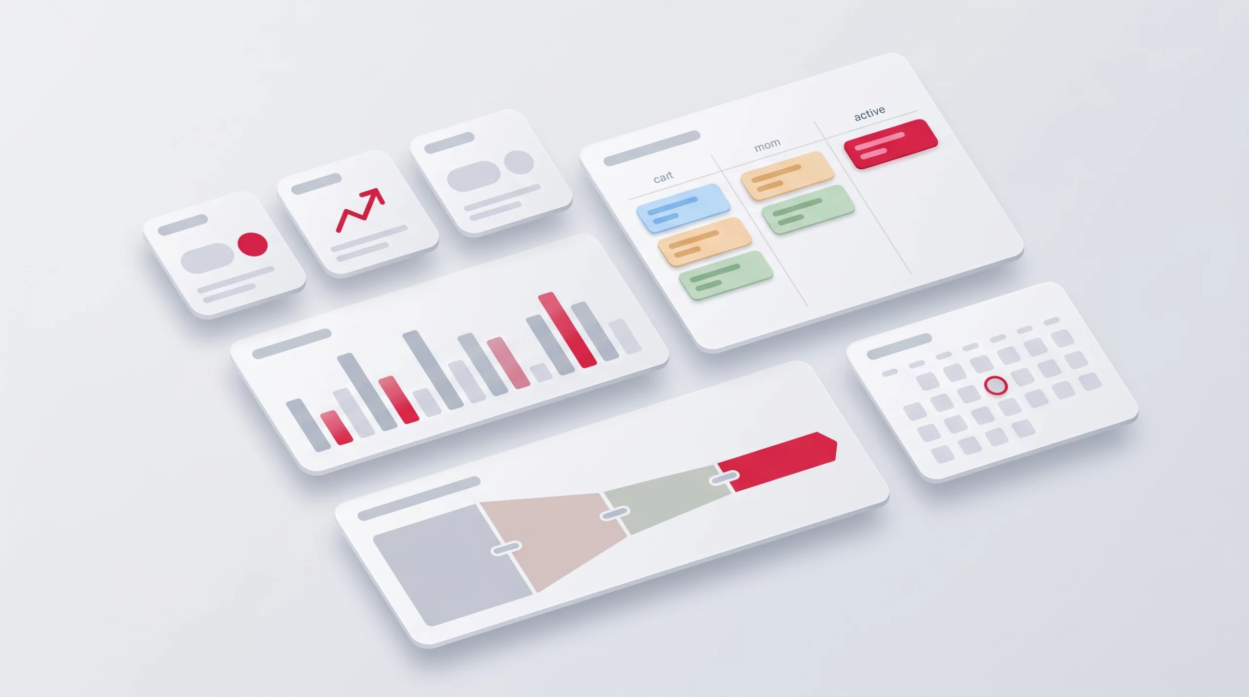 Cuadro de mando creado con las Interfaces de Airtable mostrando KPIs, kanban, calendario y pipeline
