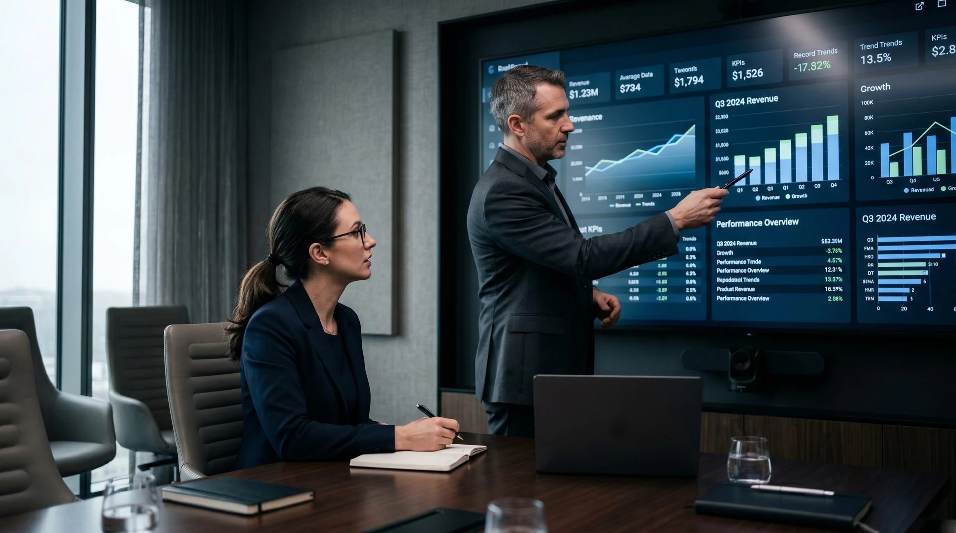 Equipo revisando la estrategia de SEO para IA en una reunión