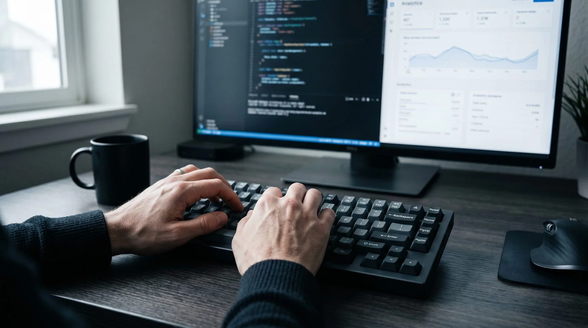 Desarrollador programando una web optimizada para SEO y GEO